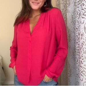 Hot Pink Women's Long Sleeve Blouse